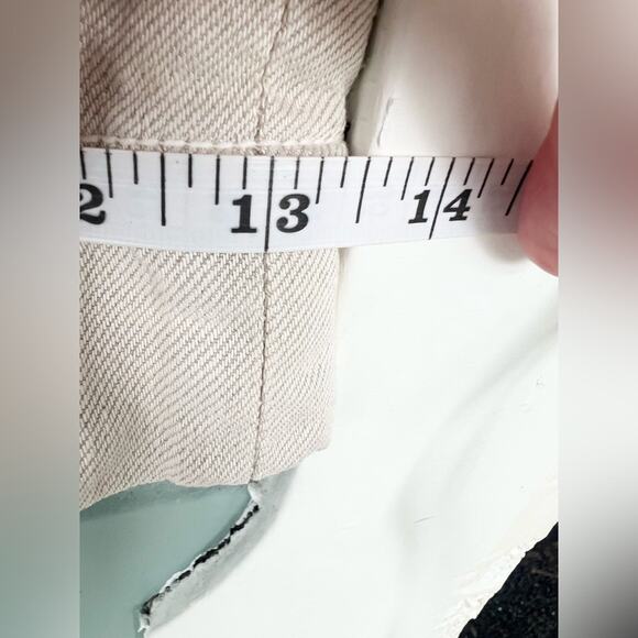 Mother high waisted pouty prep heel pants ultra wide leg linen lyocell cream 28 - Picture 10 of 16